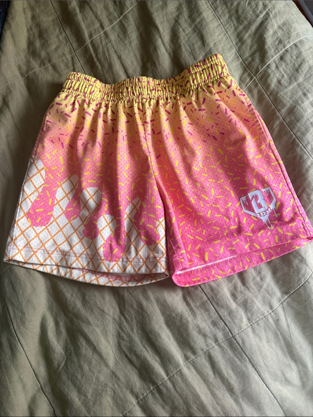 Baseball Lifestyle 101 Ice Cream Print Athletic Shorts Size YL